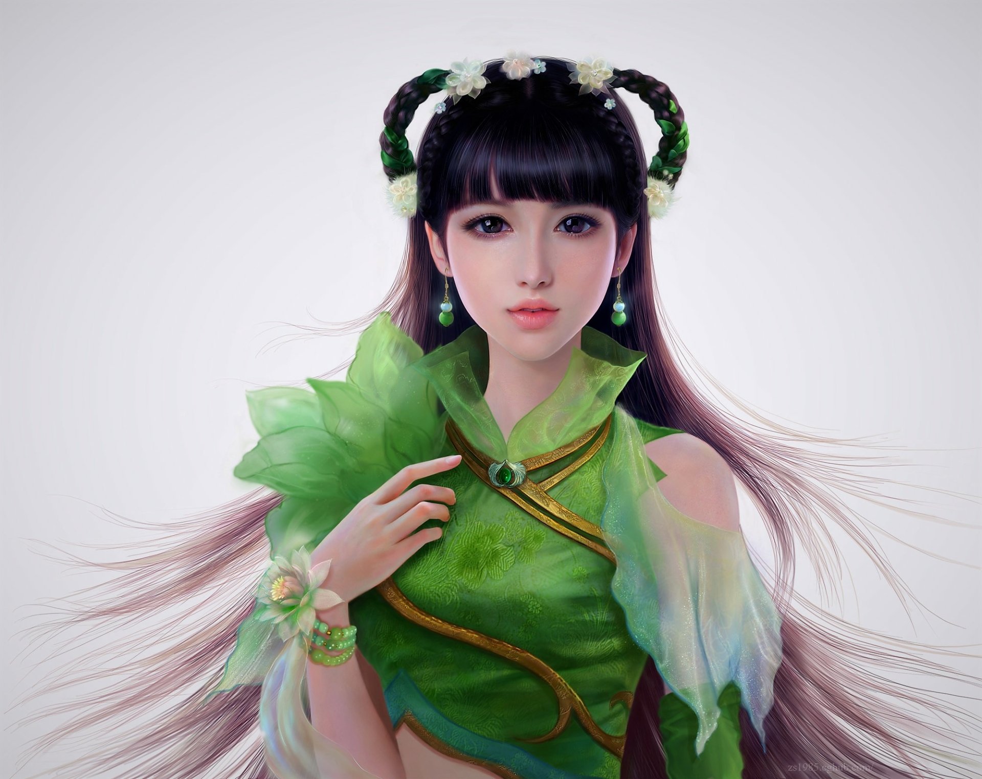 Download Purple Hair Asian Fantasy Woman HD Wallpaper by Ruoxin Zhang