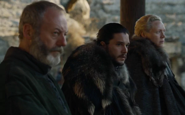 Gwendoline Christie Kit Harington Liam Cunningham Brienne Of Tarth Jon Snow Davos Seaworth TV Show Game Of Thrones HD Desktop Wallpaper | Background Image