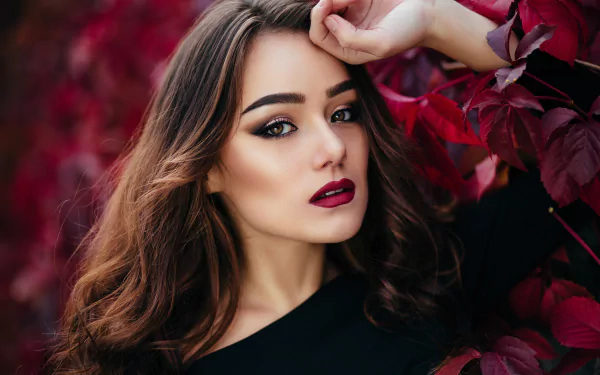 lipstick brunette woman model HD Desktop Wallpaper | Background Image