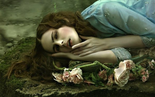Women Mood Rose Model Lying Down Brunette HD Wallpaper | Background Image