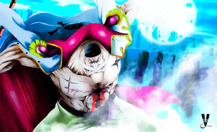 HD anime desktop wallpaper featuring Edward Newgate, the pirate from One Piece, showcasing his fierce expression and vibrant colors against a dynamic background.