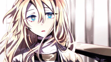 Anime-style 4K Ultra HD wallpaper of Rachel Gardner from Angels of Death, featuring her solemn expression and detailed light and shadow effects.