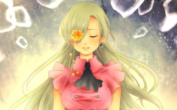 Anime The Seven Deadly Sins Elizabeth Liones Long Hair Grey Hair Blume Earrings Tears Crying HD Wallpaper | Hintergrund