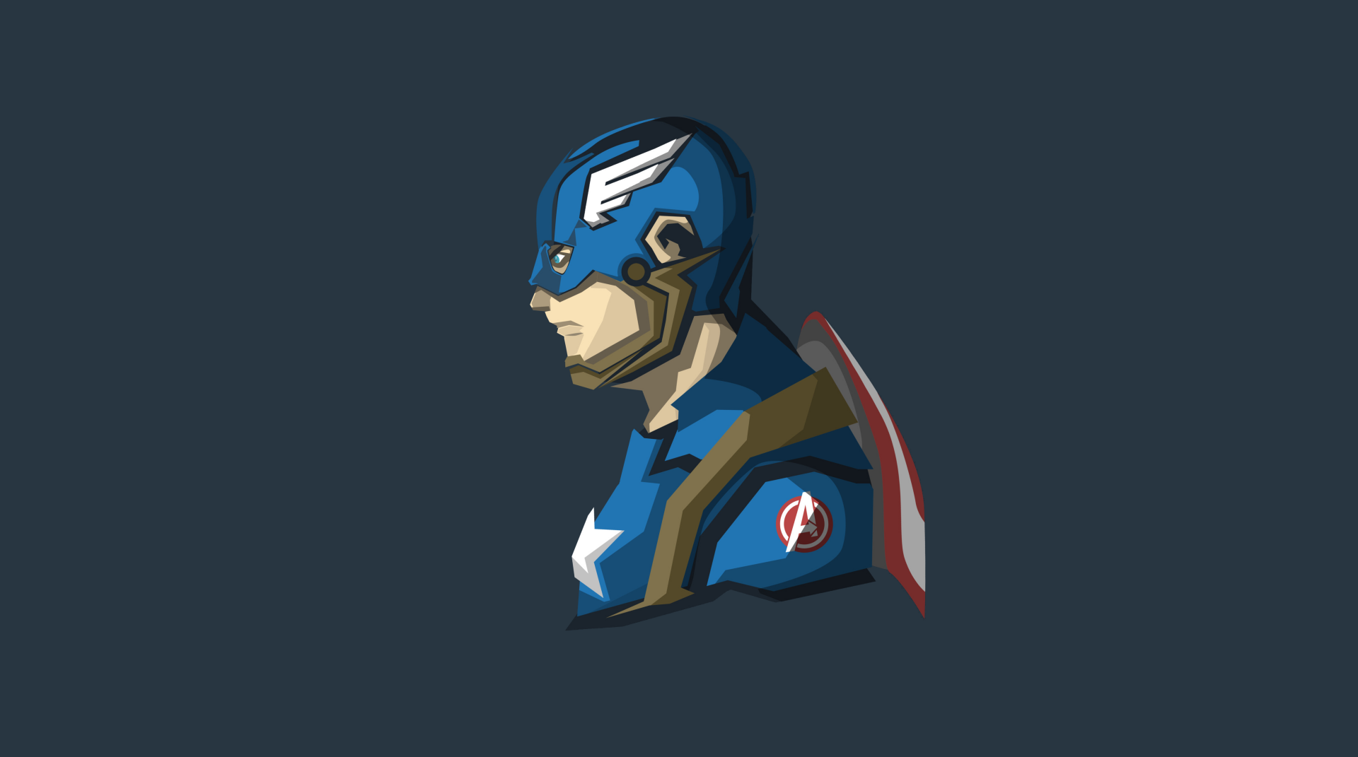 4K Ultra HD comic-style Captain America profile illustration with dark background, designed as a PC desktop wallpaper.