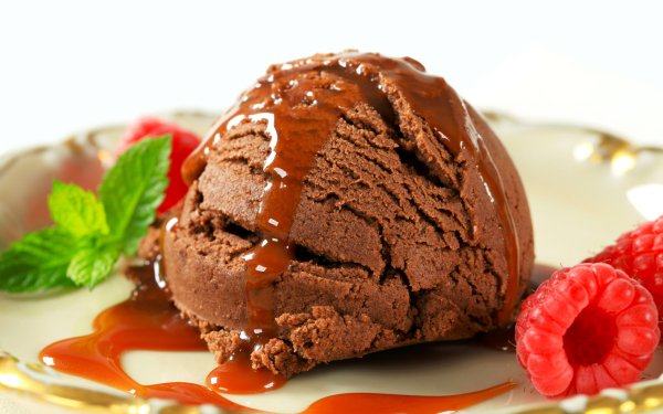 Food Ice Cream Close-Up Chocolate Raspberry HD Wallpaper | Background Image
