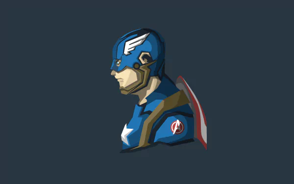 4K Ultra HD comic-style Captain America profile illustration with dark background, designed as a PC desktop wallpaper.