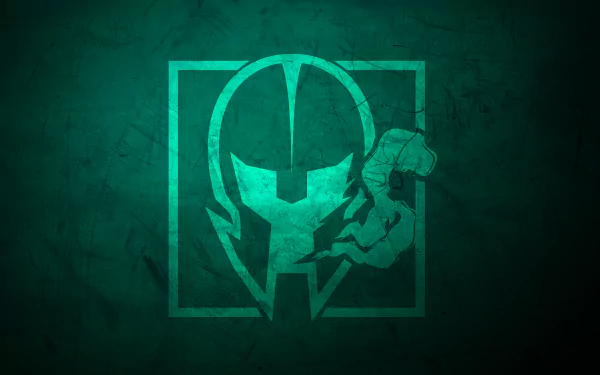 Minimalist 8K Ultra HD wallpaper featuring the Maestro operator icon from Tom Clancy's Rainbow Six: Siege in a green textured background, designed for PC desktop.