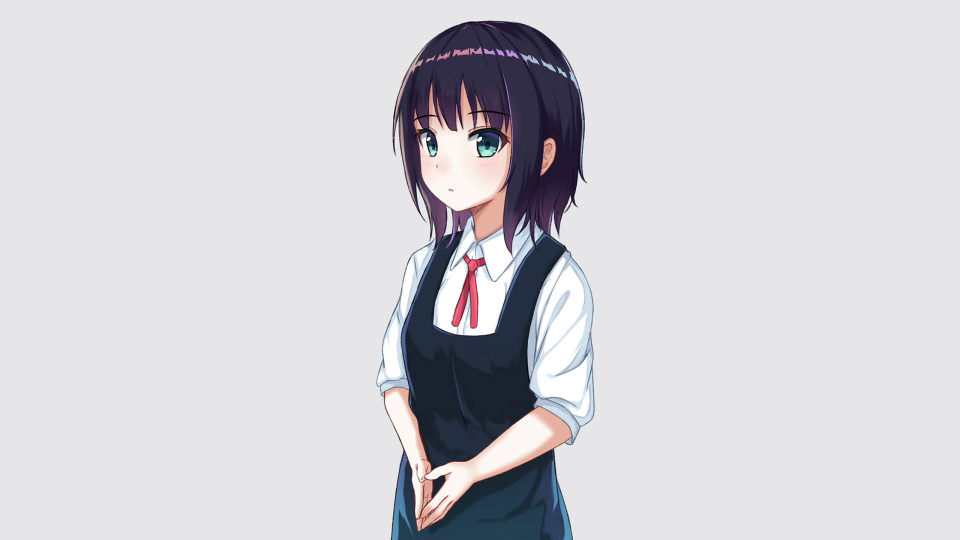 Anime-style original artwork of a girl in a school uniform, rendered in HD quality as a PC desktop wallpaper and background.