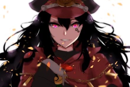 HD desktop wallpaper featuring Oda Nobunaga from Fate/Grand Order. The anime character is depicted with vibrant colors and a determined expression, surrounded by falling petals.