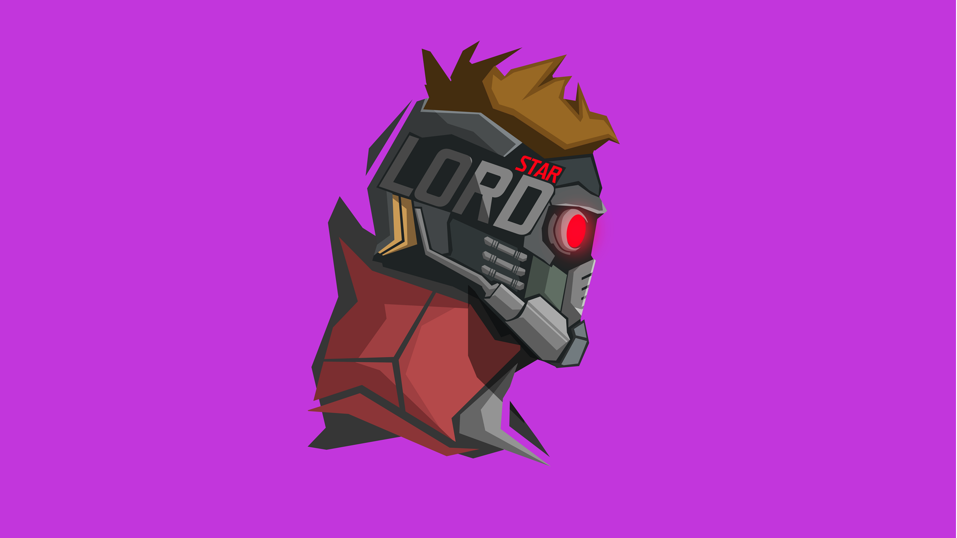 8K Ultra HD PC desktop wallpaper featuring a stylized Star Lord from Guardians of the Galaxy, with a futuristic helmet and bold colors against a purple background.