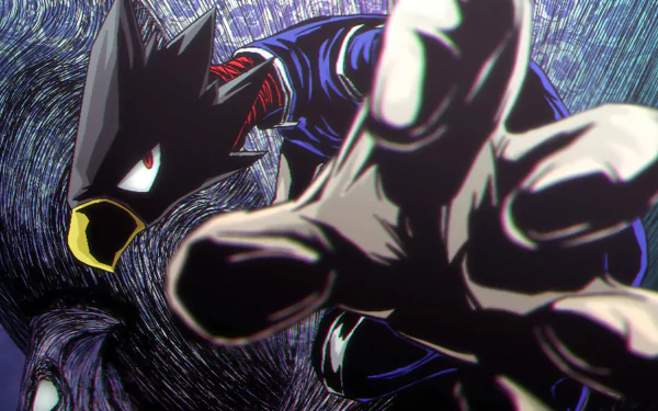 4K Ultra HD anime wallpaper featuring Fumikage Tokoyami from My Hero Academia in dynamic action pose with detailed shading and intense atmosphere.