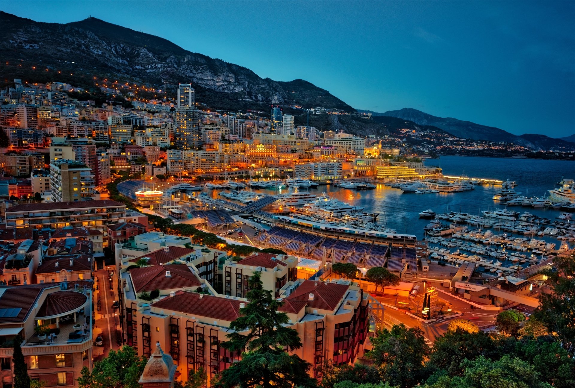 Download Harbor Monte Carlo Night Cityscape City Man Made Monaco 4k ...