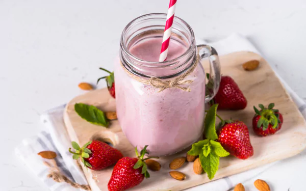 still life strawberry drink food smoothie HD Desktop Wallpaper | Background Image