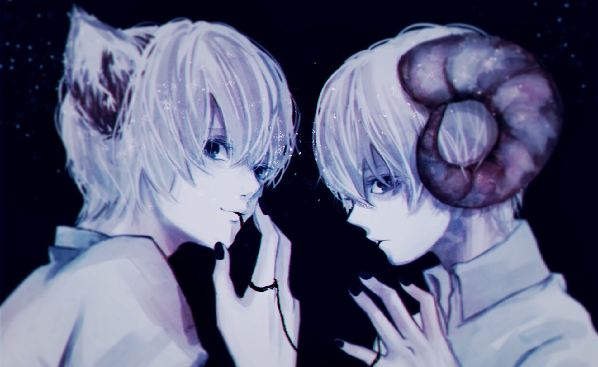 Download Horns Blue Eyes White Hair Short Hair Anime Original HD Wallpaper by 蓉心