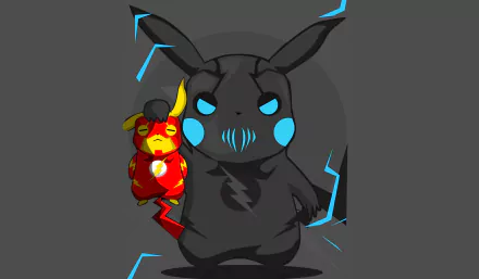4K Ultra HD wallpaper featuring Pikachu styled as The Flash and a dark, fierce Pikachu with Zoom (DC Comics) inspired designs and electric anime effects.