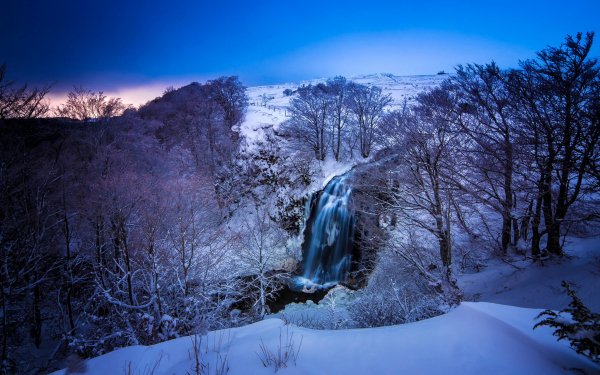 Earth Waterfall Waterfalls Winter Snow Forest Tree HD Wallpaper | Background Image