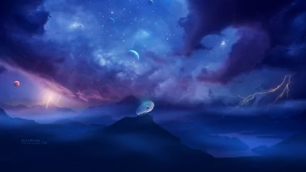 lightning antenna planet fantasy landscape fantasy landscape HD Desktop Wallpaper | Background Image