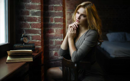 blue eyes book mood blonde woman model HD Desktop Wallpaper | Background Image