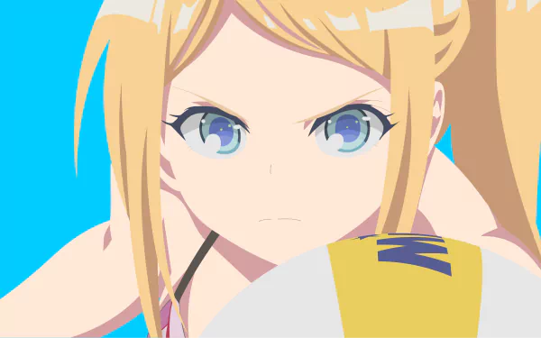 Minimalist 4K Ultra HD anime wallpaper featuring Claire Thomas from Harukana Receive, focused on beach volleyball with vibrant colors and clean design.