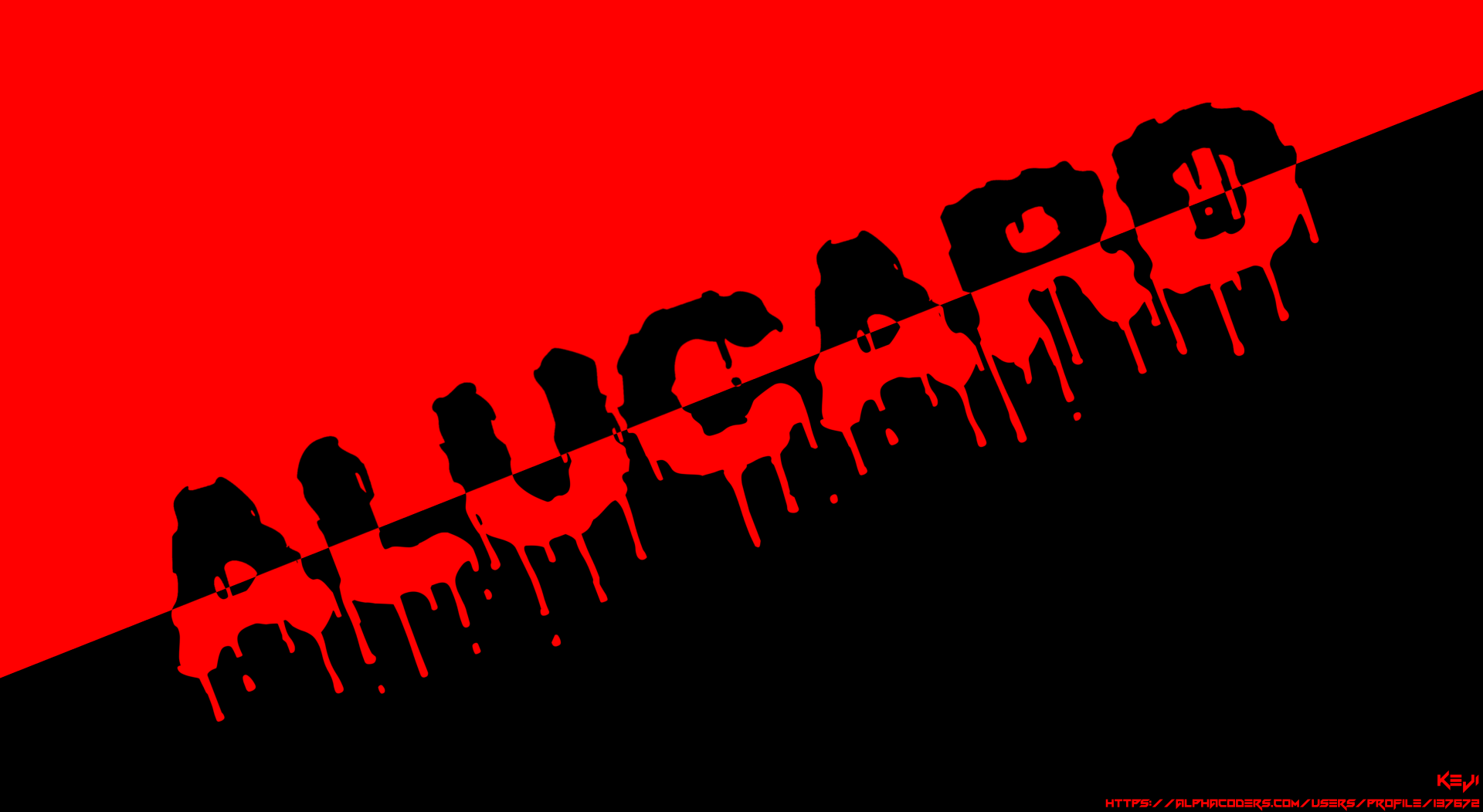 4K Ultra HD PC desktop wallpaper: Alucard (Hellsing) anime graphic — red and black diagonal background with dripping ALUCARD logo evoking blood.