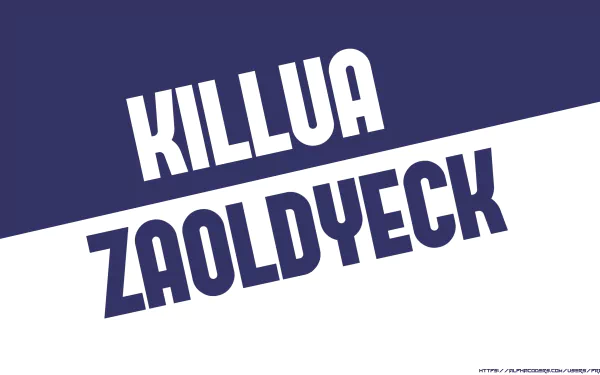 4K Ultra HD PC desktop wallpaper featuring bold text of Killua Zoldyck from the anime Hunter x Hunter against a split blue and white background.