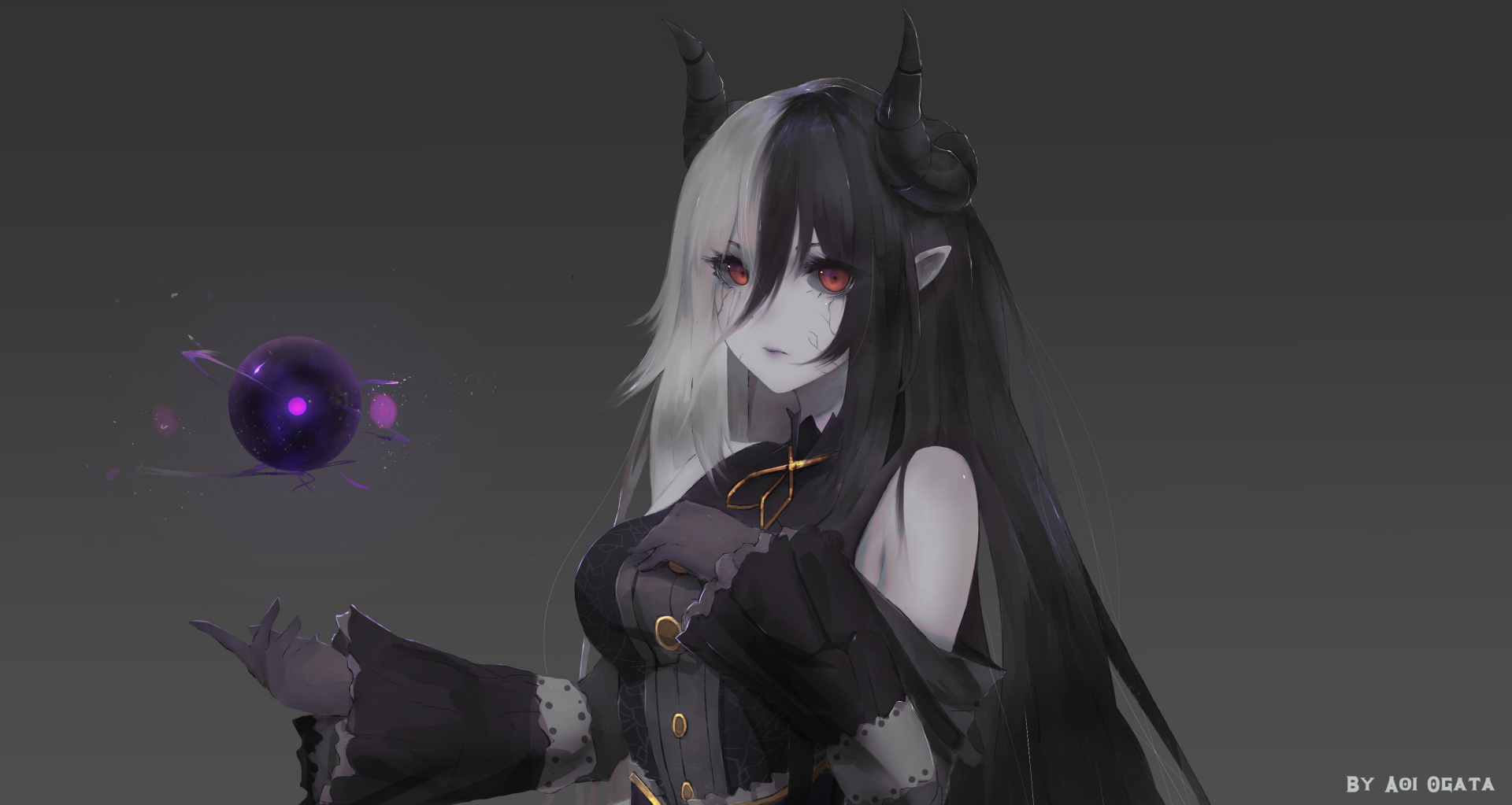 Hd Horns And Red Eyes Anime Wallpaper By Aoi Ogata 3174