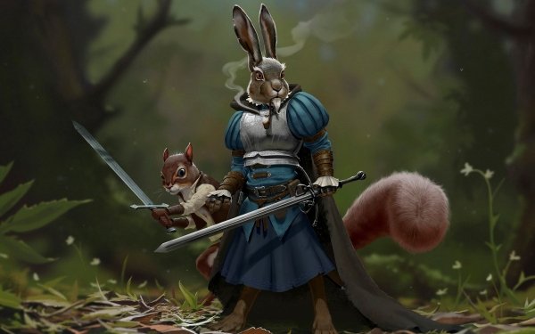 Fantasy Warrior Squirrel Sword Rodent HD Wallpaper | Background Image