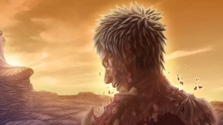 Obito Uchiha from Naruto in a battle-worn profile at sunset — detailed anime 2K Quad HD PC desktop wallpaper background.