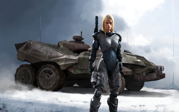 Sci Fi Women Warrior Woman Warrior Vehicle Armor Blonde HD Wallpaper | Background Image