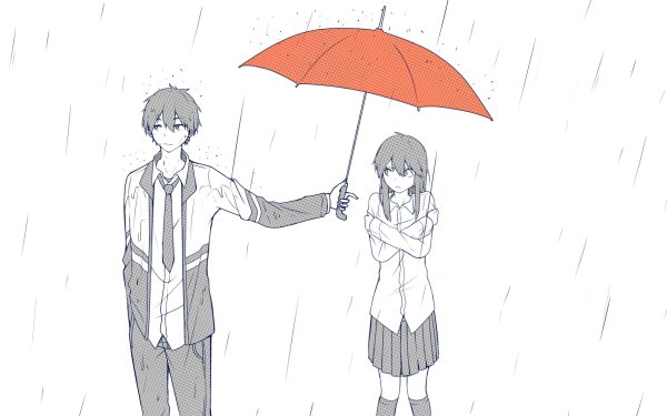 Anime Original Umbrella Rain School Uniform HD Wallpaper | Background Image