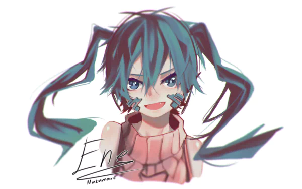 HD anime desktop wallpaper featuring Takane 'Ene' Enomoto from the Kagerou Project, showcasing her vibrant twin-tailed hairstyle and expressive smile.