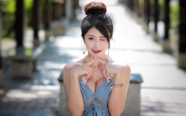 Women Asian Model Depth Of Field Earrings Bracelet Brunette HD Wallpaper | Background Image