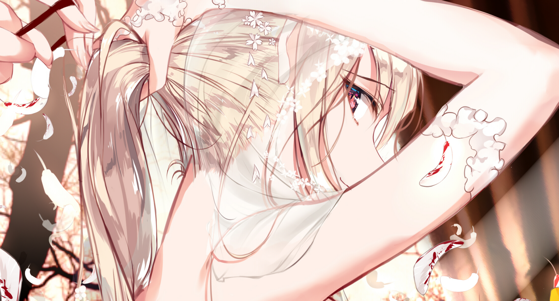 HD anime desktop wallpaper featuring Flandre Scarlet from Touhou, showcasing detailed art with soft lighting and delicate shading.