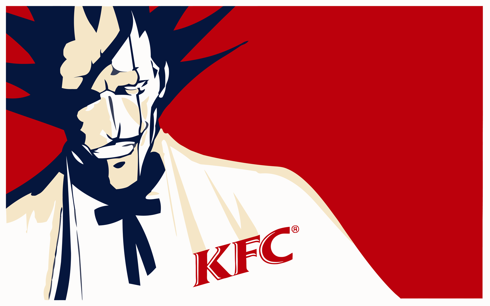 Kenpachi Zaraki enjoying his delicious Fried Chicken at a beautiful desktop wallpaper.