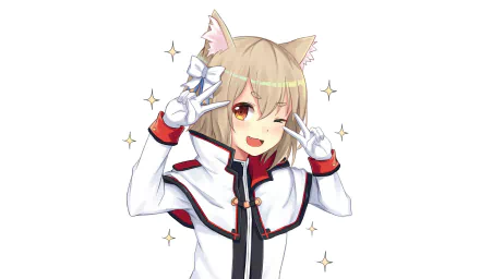 HD anime desktop wallpaper featuring Felix Argyle from Re:Zero - Starting Life in Another World, posing with a playful wink and peace signs.