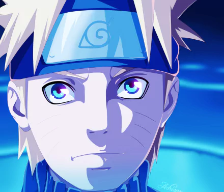 Close-up of Naruto Uzumaki from Naruto in vibrant anime style, blue headband and glowing eyes — 4K Ultra HD PC desktop wallpaper background.