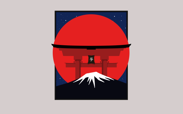Artístico Oriental Japón Monte Fuji Fondo de pantalla HD | Fondo de Escritorio