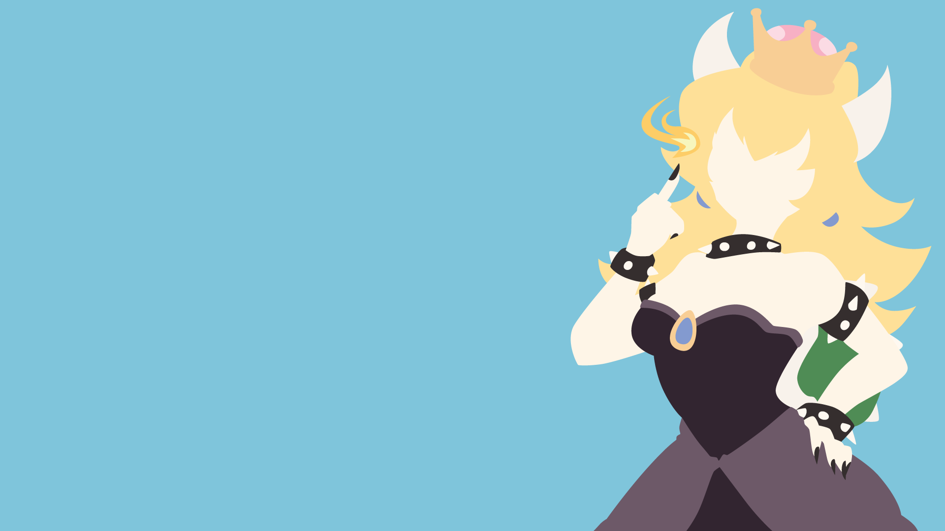 HD desktop wallpaper featuring Bowsette, with a minimalist art style on a blue background.
