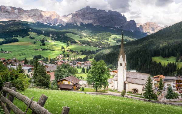 Man Made Village Alta Badia Dolomites Italy HD Wallpaper | Background Image