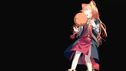 A HD desktop wallpaper featuring Raphtalia from The Rising of the Shield Hero anime, set against a black background with her tossing a ball.