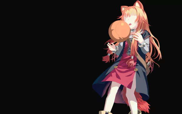 A HD desktop wallpaper featuring Raphtalia from The Rising of the Shield Hero anime, set against a black background with her tossing a ball.