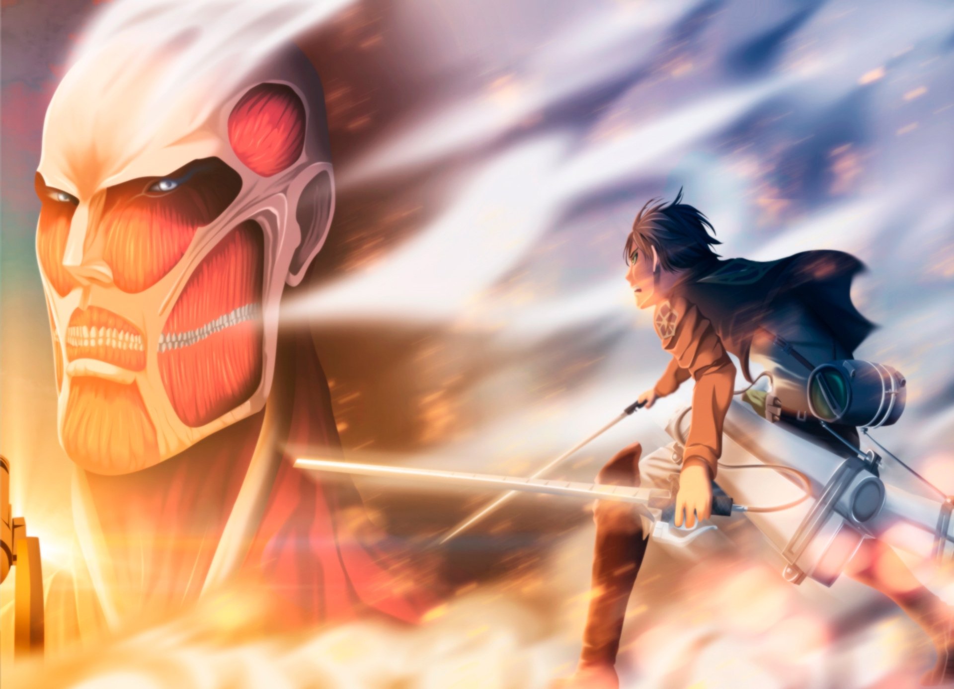 Download Eren Yeager Colossal Titan Anime Attack On Titan HD Wallpaper by Robin Chuquital