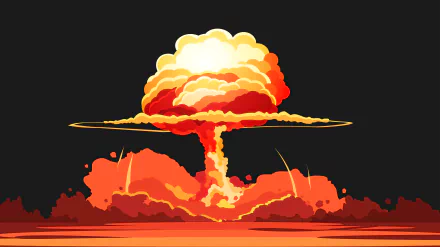 8K Ultra HD PC wallpaper depicting a dramatic military explosion with a bright, fiery mushroom cloud rising against a dark background.