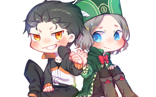 chibi Otto Suwen Subaru Natsuki Anime Re:Zero - Starting Life in Another World HD Desktop Wallpaper | Background Image