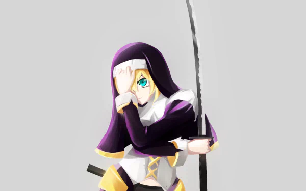 green eyes blonde sword priestess Anime Original HD Desktop Wallpaper | Background Image