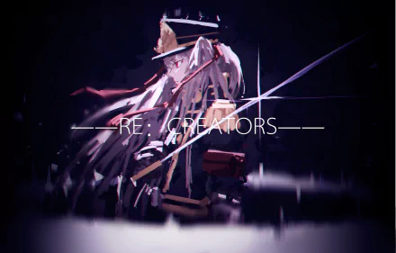 HD desktop wallpaper featuring Altair from the anime Re:Creators, with an intense and dark-themed background. The title Re:Creators is prominently displayed in the center.