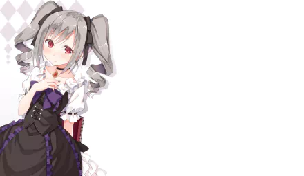 grey hair necklace red eyes twintails long hair Ranko Kanzaki Anime The iDOLM@STER Cinderella Girls HD Desktop Wallpaper | Background Image