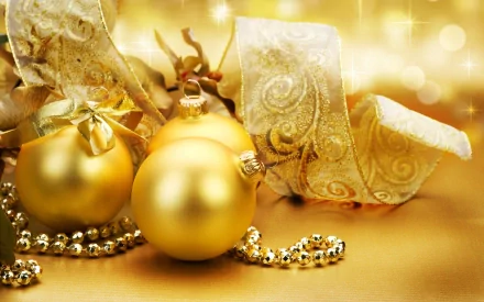 golden christmas ornaments holiday Christmas HD Desktop Wallpaper | Background Image