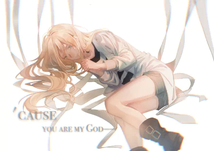 HD anime desktop wallpaper featuring Rachel Gardner from Angels of Death, depicted curled up with flowing hair and soft lighting.