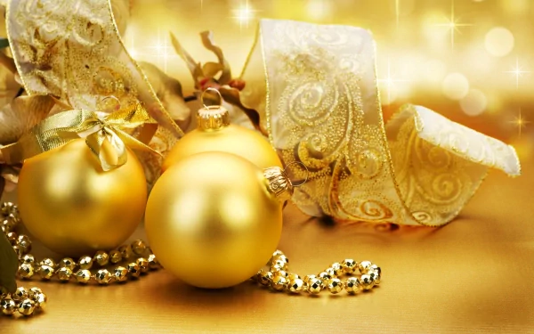 golden christmas ornaments holiday Christmas HD Desktop Wallpaper | Background Image